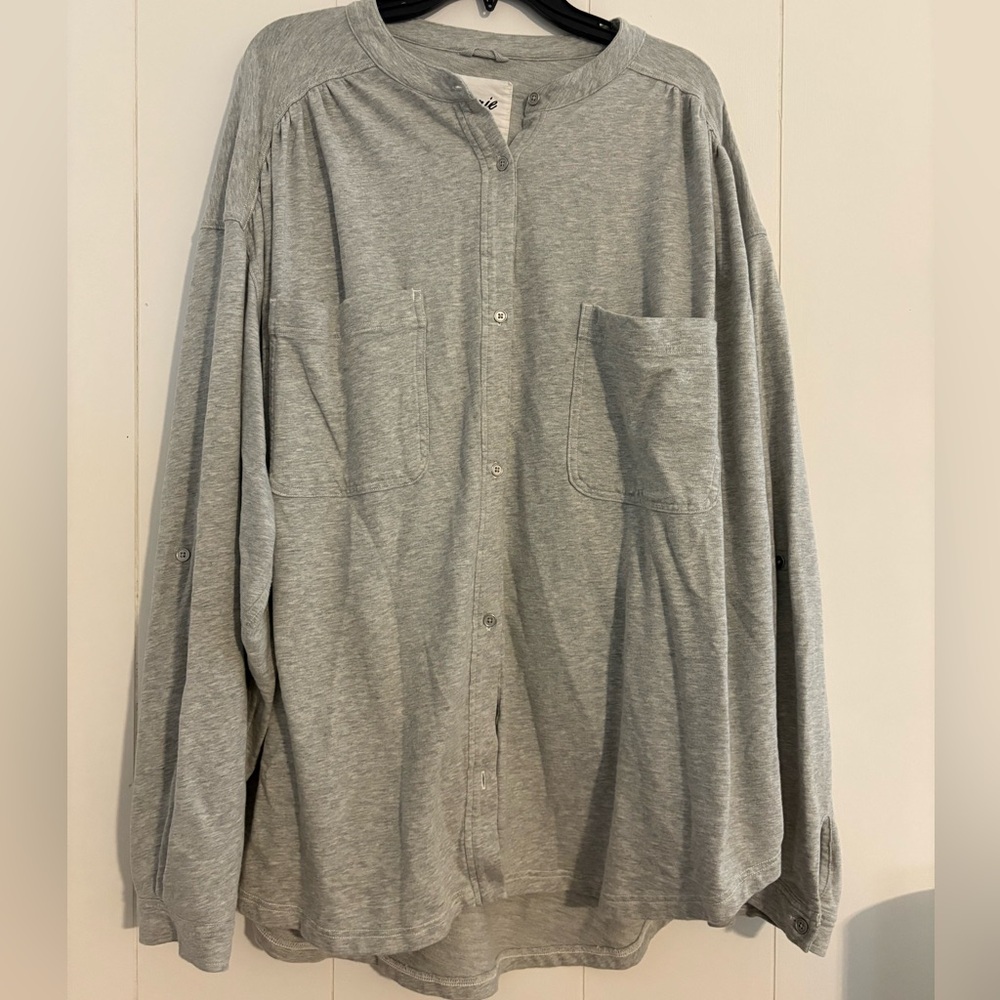Aerie Light Gray Henley Shirt